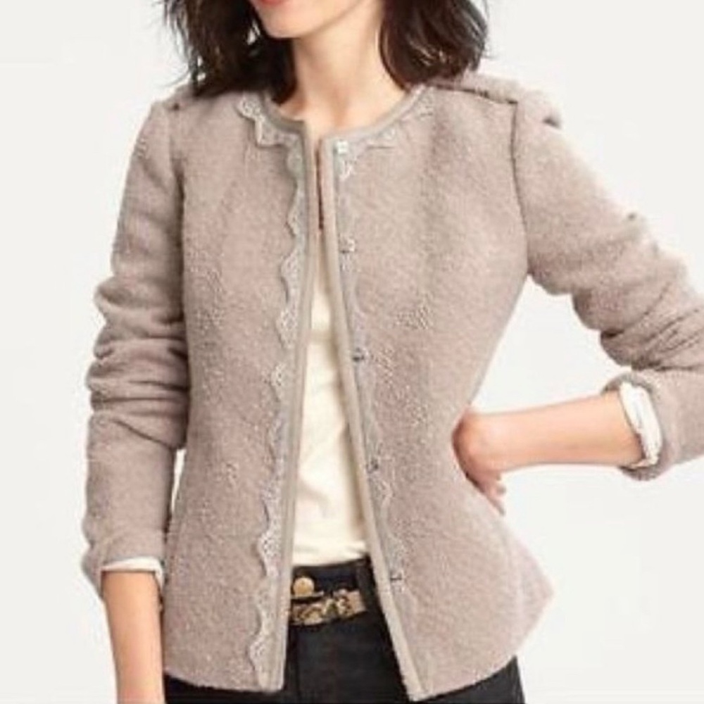 Banana Republic Lace Trim Mauve Wool Blend Blazer Jacket Women's Sz 2 - Picture 1 of 13